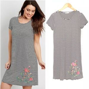 Maurices Stripe Shirt Dress, Floral, Stretch Boho